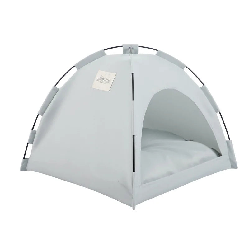 Tente Lit pour Chat Semi-Fermée Amovible – Panier Canapé Canvas, Maison Grotte pour Chat & Chien, Déco Chambre