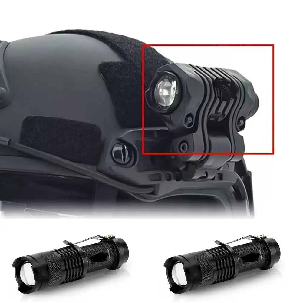 Lampe Tactique pour Casque FAST – Stroboscope/Lumière Constante, Zoom Télescopique, Survie & Sécurité, Éclairage Portable Outdoor Chasse