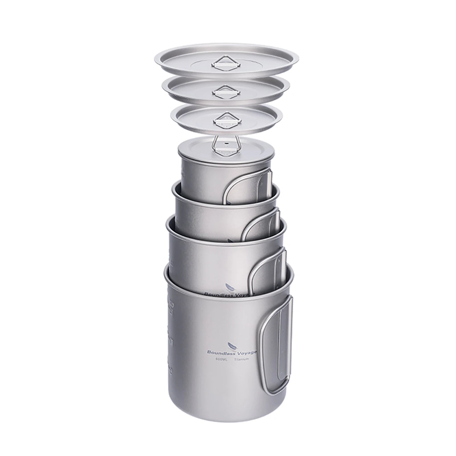Tasse en Titane avec Couvercle & Poignée Pliante  Mug Ultraléger pour Camping, Randonnée & Voyage | 200ml à 600ml
