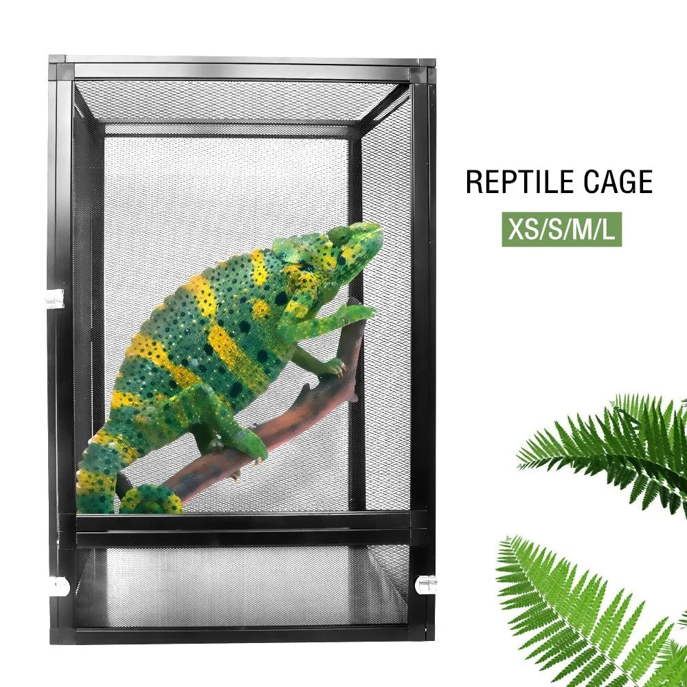 Terrarium Démontable pour Reptiles – Cage à Air en Aluminium avec Porte Frontale et Vue Complète pour Lézards et Caméléons