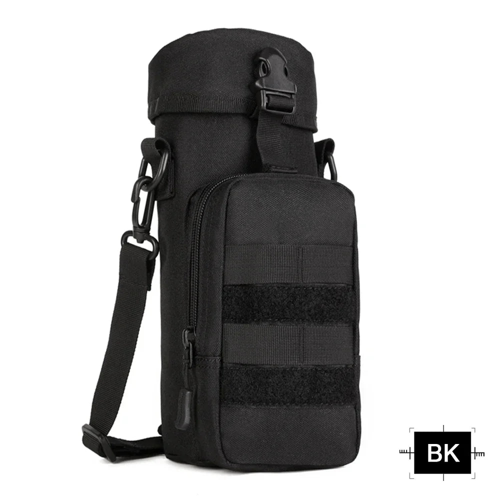 Poche Porte-Gourde Tactique MOLLE Camouflage – Nylon 900D Imperméable, Camping, Randonnée, Chasse