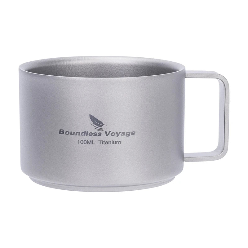 Tasse à café double paroi en titane ultraléger 100ml pour randonnée et camping