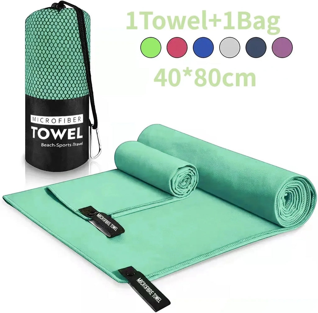 Serviette de Sport à Séchage Rapide 40x80 cm – Bleu, Vert, Orange – Natation, Gym, Camping, Plage