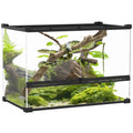 Terrarium Reptile – Boîte d'Élevage en Verre Trempé, Fermeture Sécurisée, Ventilation Frontale, Sans Montage, 50x30x35 cm, Noir
