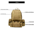 Sac à Dos Tactique 55L Molle – Nylon Haute Capacité pour Camping, Randonnée, Chasse et Voyage