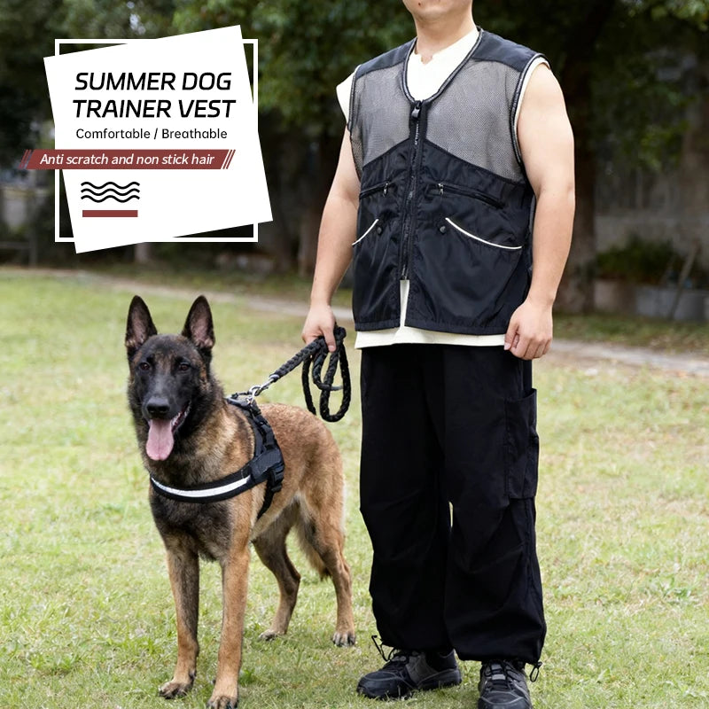 Gilet d'Entraînement en Maille Légère pour Chien – Multi-Poches, Résistant aux Morsures, Idéal Printemps-Été