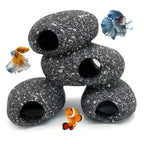 Grotte en Pierre pour Cichlidés – Ornement Aquarium, Bassin, Cachette pour Crevettes, Céramique (1/2/4 pièces)