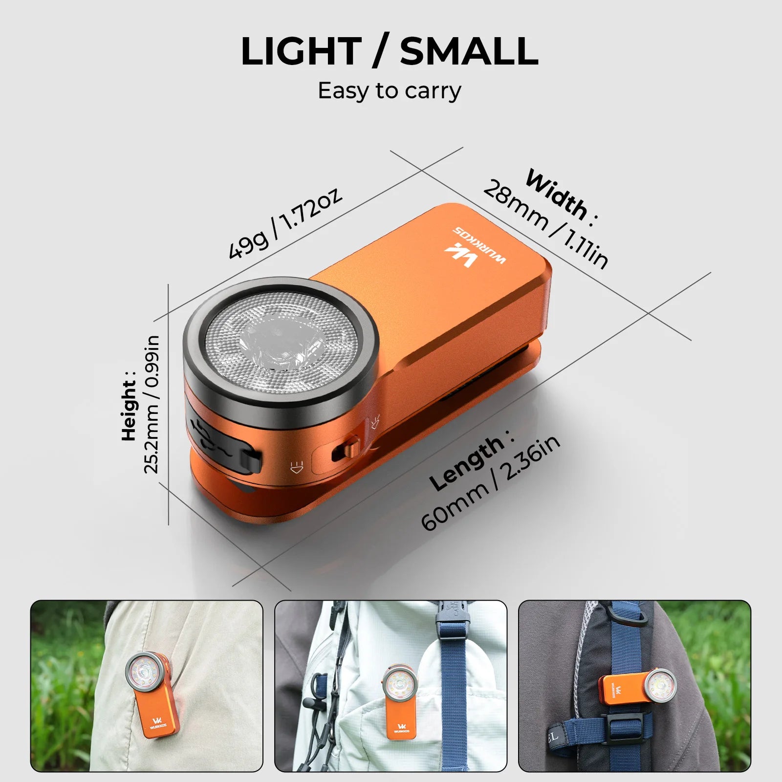 Mini Lampe de Poche Clip 680lm, Rechargeable USB | Spot/Flood, RGB, Aimant, 8 Modes