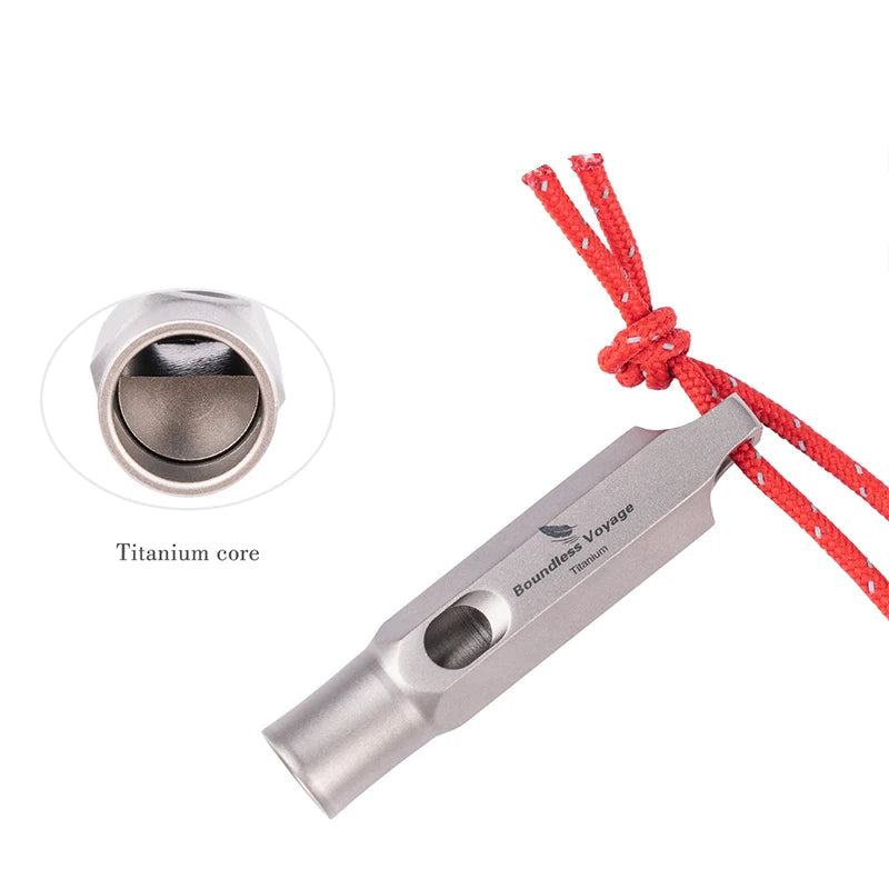 Sifflet en Titane – Survie & Urgence avec Cordon, Sport & Randonnée