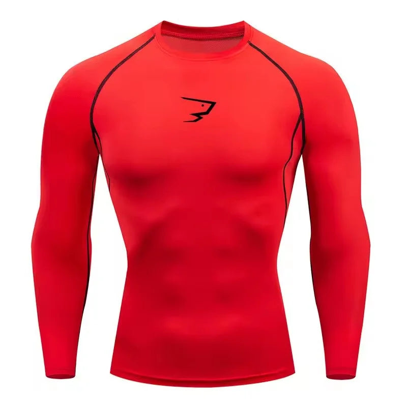 T-shirt de compression manches longues pour hommes, idéal pour la course et le fitness