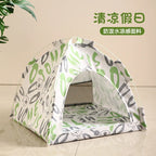 Tente Lit pour Chat Semi-Fermée Amovible – Panier Canapé Canvas, Maison Grotte pour Chat & Chien, Déco Chambre