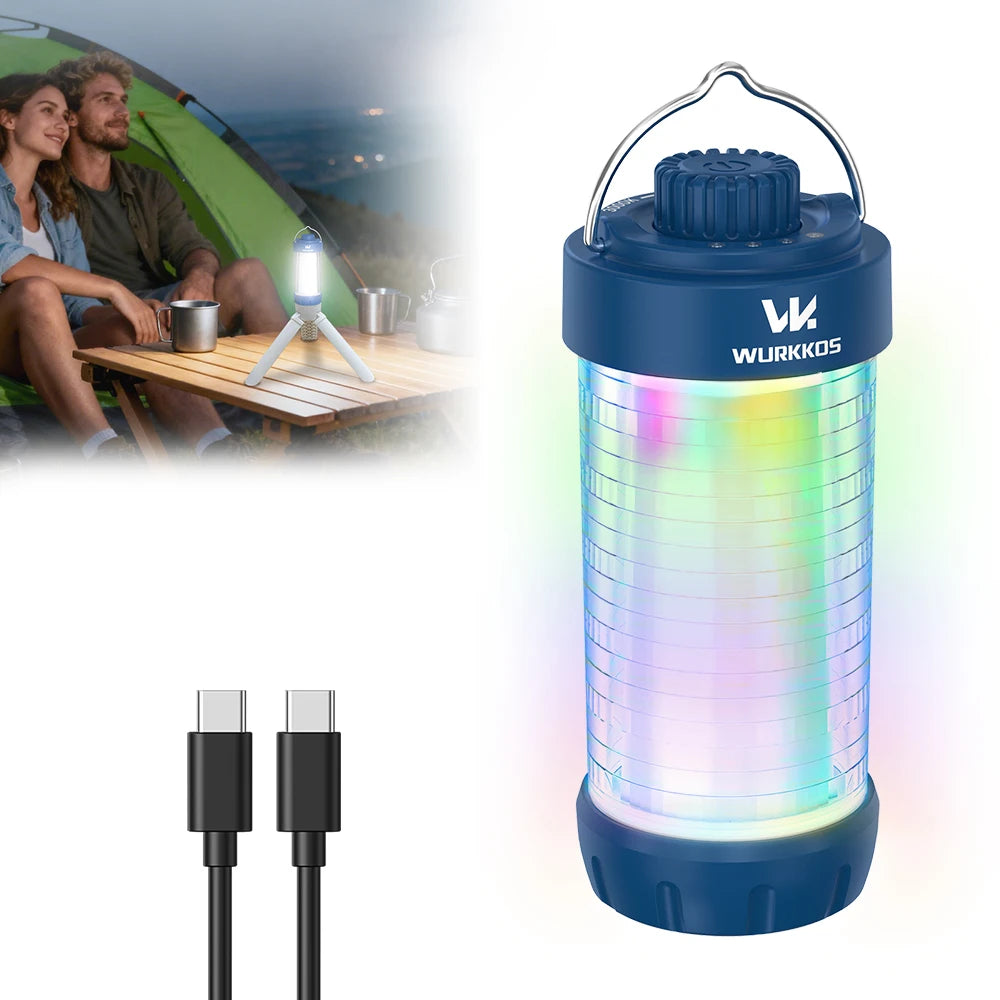 Lanterne LED Camping 550lm RGB, Rechargeable, Batterie Externe, Aimant, IP65