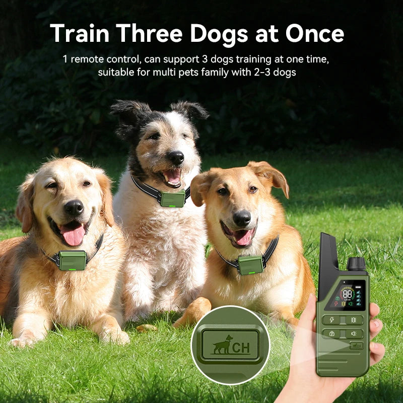 ROJECO Collier de Dressage Électrique pour Chien – IPX7 Étanche, Télécommande 300m, Rechargeable, Anti-Aboiement