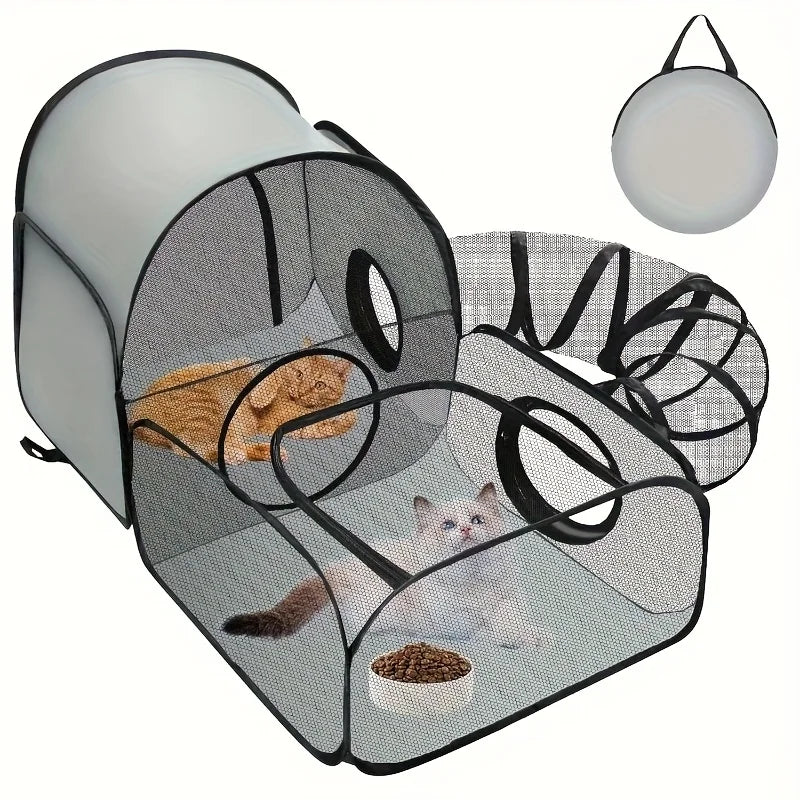 Parc Portable et Respirant pour Chien avec Tunnel Entourant – Enclos Intérieur/Extérieur pour Chats et Petits Animaux
