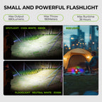 Mini Lampe de Poche Clip 680lm, Rechargeable USB | Spot/Flood, RGB, Aimant, 8 Modes