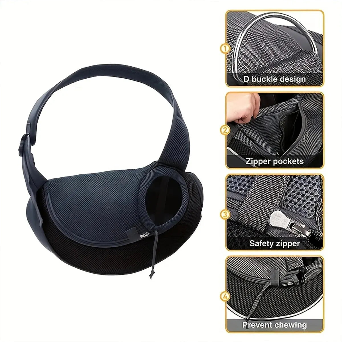 Sac Bandoulière Respirant en Maille pour Chat et Chien – Transport Portable, Style Fashion