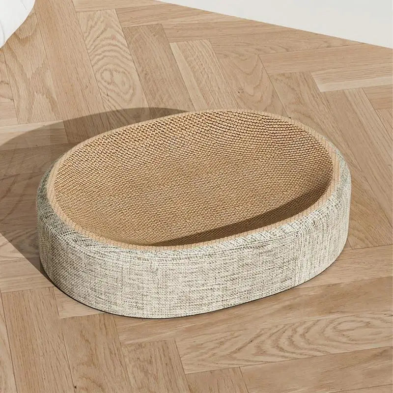 Griffoir Ovale pour Chat en Sisal – Lit Grattoir Multifonction, Tapis de Repos pour Chats d'Intérieur