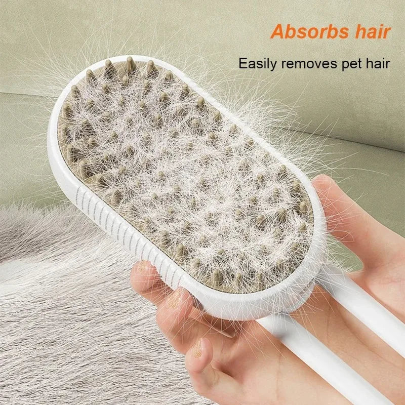 Brosse Vapeur Électrique 3-en-1 pour Chat et Chien – Spray, Massage, Démêlage – Manche Rétractable, Rechargeable USB