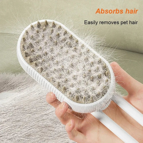 Brosse Vapeur Électrique 3-en-1 pour Chat et Chien – Spray, Massage, Démêlage – Manche Rétractable, Rechargeable USB