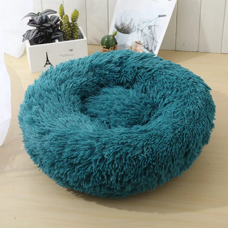 Corbeille Ronde en Peluche Longue pour Chat et Chien – Coussin Sofa Chaud, Idéal pour l'Hiver