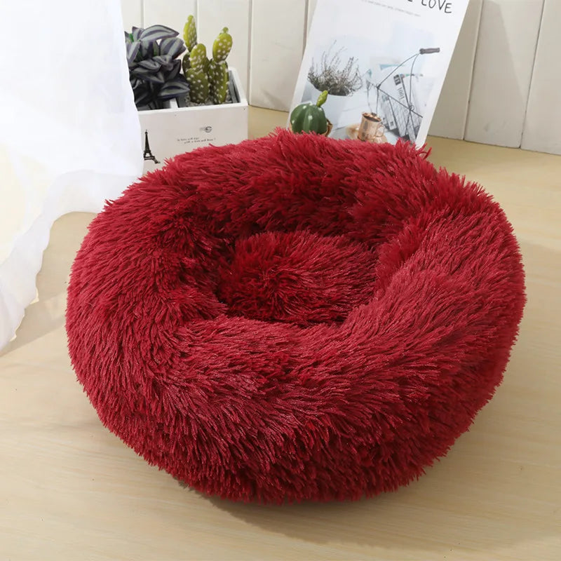 Corbeille Ronde en Peluche Longue pour Chat et Chien – Coussin Sofa Chaud, Idéal pour l'Hiver