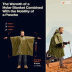 Poncho de Pluie d'Urgence Imperméable en Film Aluminium – Couverture Thermique Jetable, Outil de Survie pour Camping