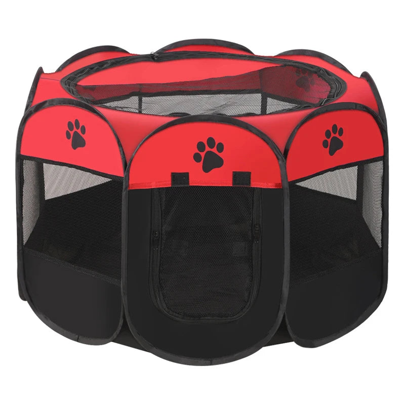 Tente Pliable pour Animaux – Niche Octogonale d'Extérieur avec Clôture pour Chien, Chat et Chiot