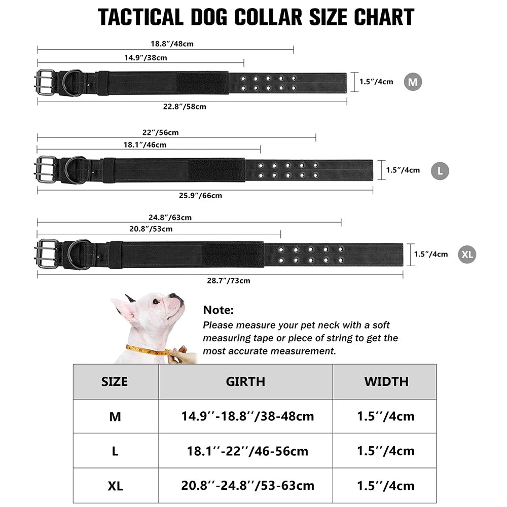 Collier Tactique Militaire pour Chien – Nylon Robuste, Réglable, pour Chiens Moyens et Grands