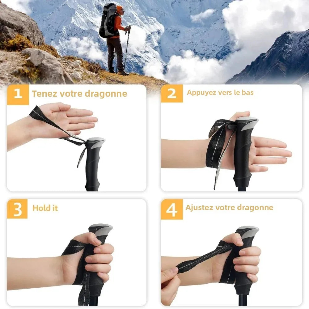 Bâtons de Randonnée Télescopiques Ultralégers Pliables – Nordic Walking & Trekking 32-125 cm
