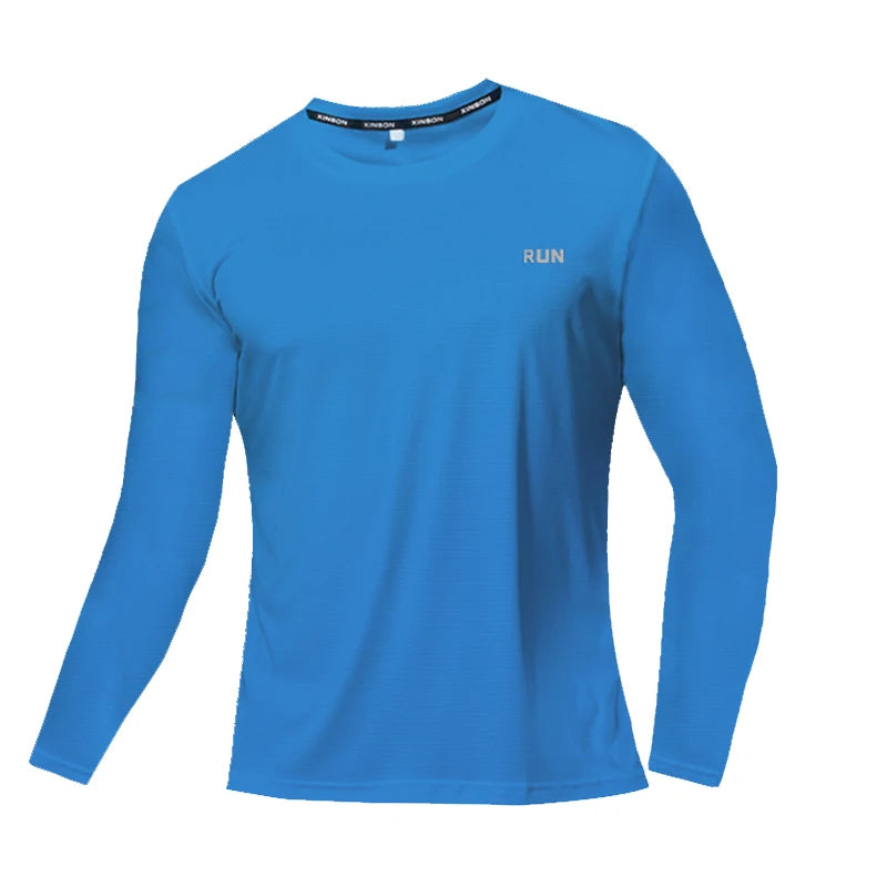 T-shirt de sport à manches longues en soie glacée pour homme