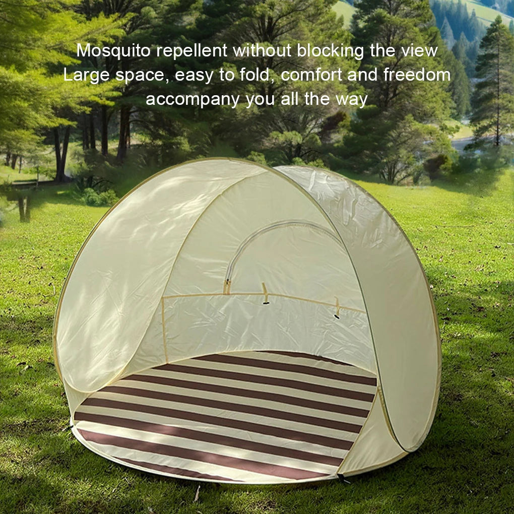 Tente de Plage Pop-Up Portable – Ouverture Instantanée, Grand Espace, Pare-Soleil Camping & Jardin
