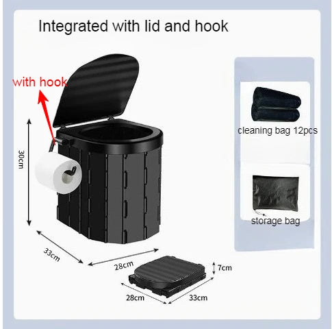 Toilette Portable de Voyage – Seau Pliable pour Voiture et Urgences Outdoor