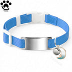 Collier Chat Élastique Personnalisé – Gravure Gratuite, Plaque ID, Clochette & Breloque Lune Anti-Fugue
