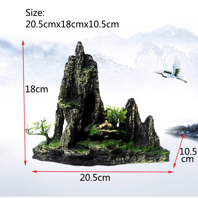 Décoration Aquarium en Résine – Rocaille, Montagne, Grotte, Arbre – Ornement Naturel pour Bac à Poissons