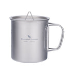 Tasse en Titane avec Couvercle & Poignée Pliante  Mug Ultraléger pour Camping, Randonnée & Voyage | 200ml à 600ml