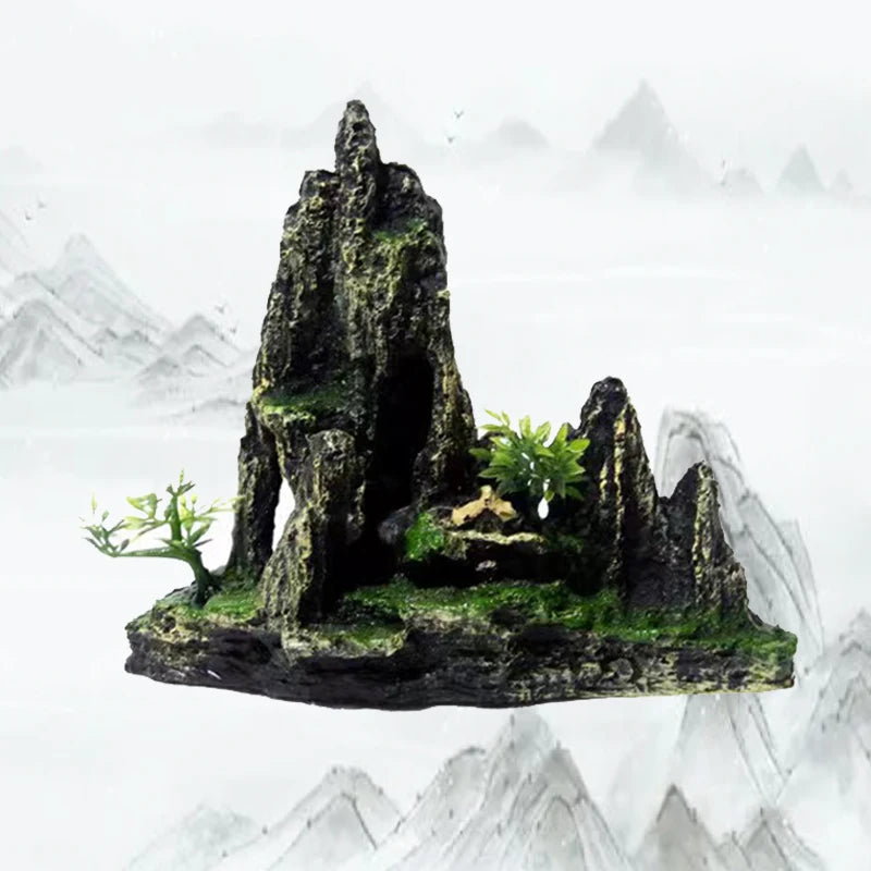 Décoration Aquarium en Résine – Rocaille, Montagne, Grotte, Arbre – Ornement Naturel pour Bac à Poissons