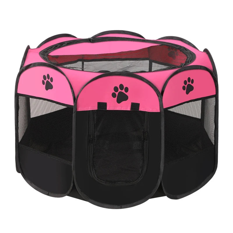 Tente Pliable pour Animaux – Niche Octogonale d'Extérieur avec Clôture pour Chien, Chat et Chiot