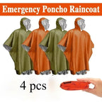 Poncho de Pluie d'Urgence Imperméable en Film Aluminium – Couverture Thermique Jetable, Outil de Survie pour Camping