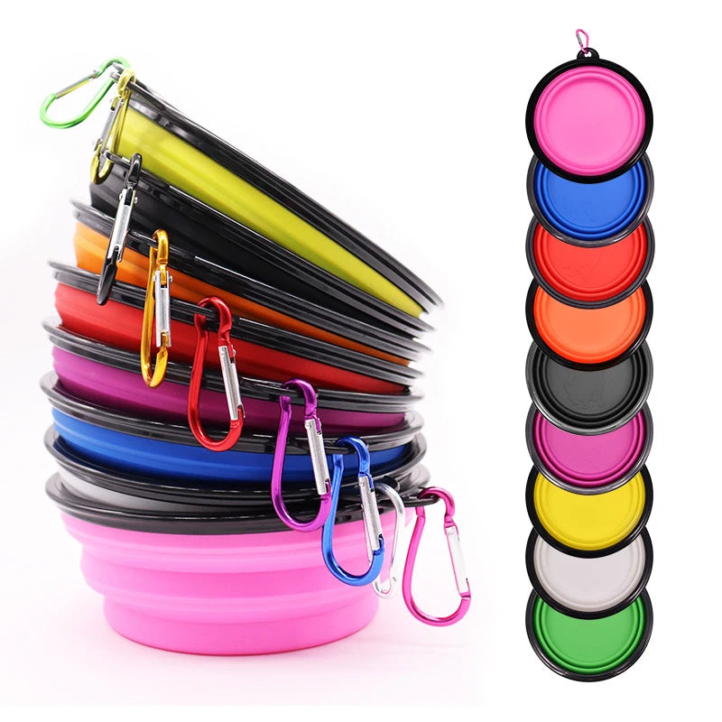 Gamelle Pliable en Silicone pour Chien et Chat – Bol Portable avec Mousqueton pour Camping, Voyage et Balade Outdoor
