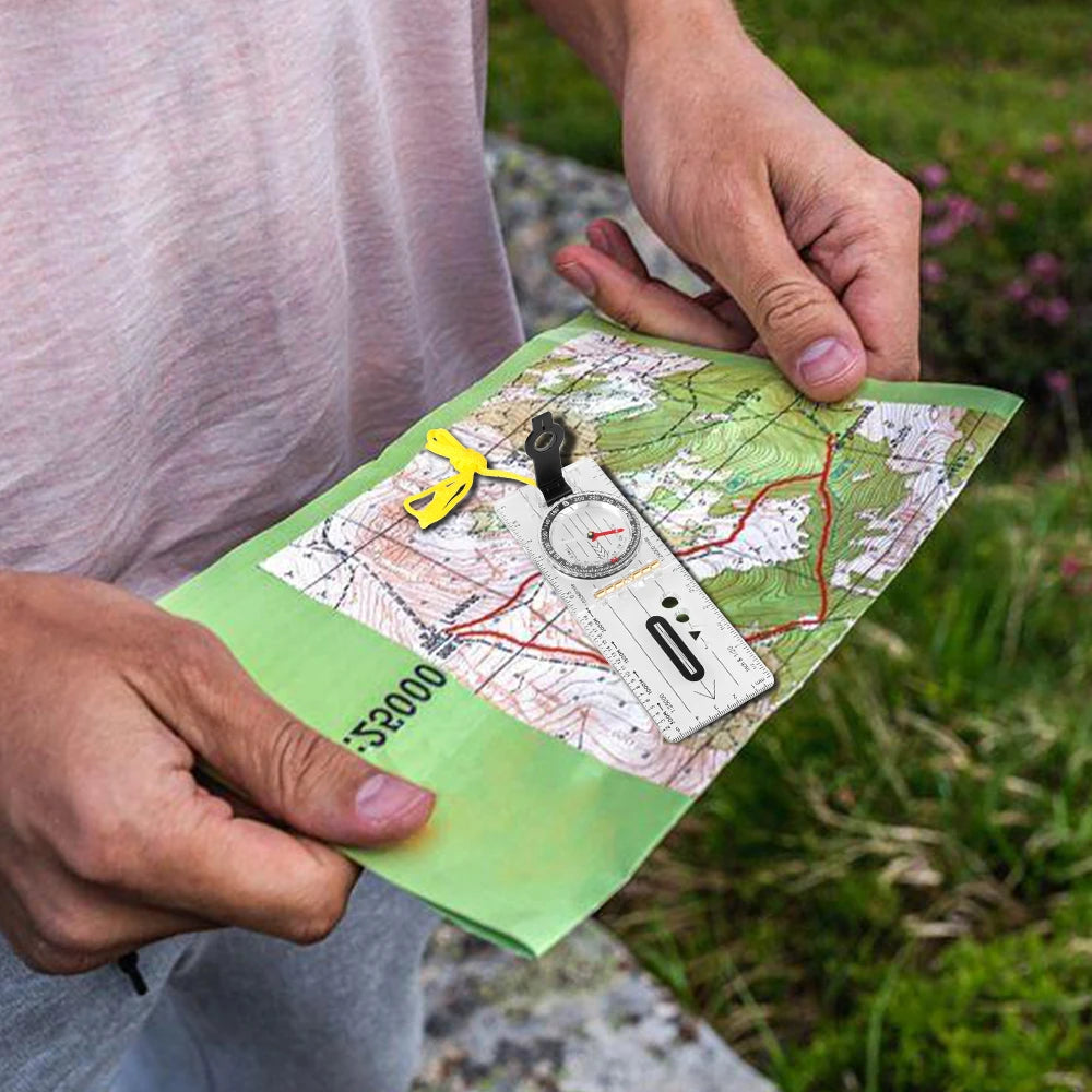 Boussole Règle Carte Pliable Multifonction – Imperméable, Orientation & Survie – Randonnée, Camping