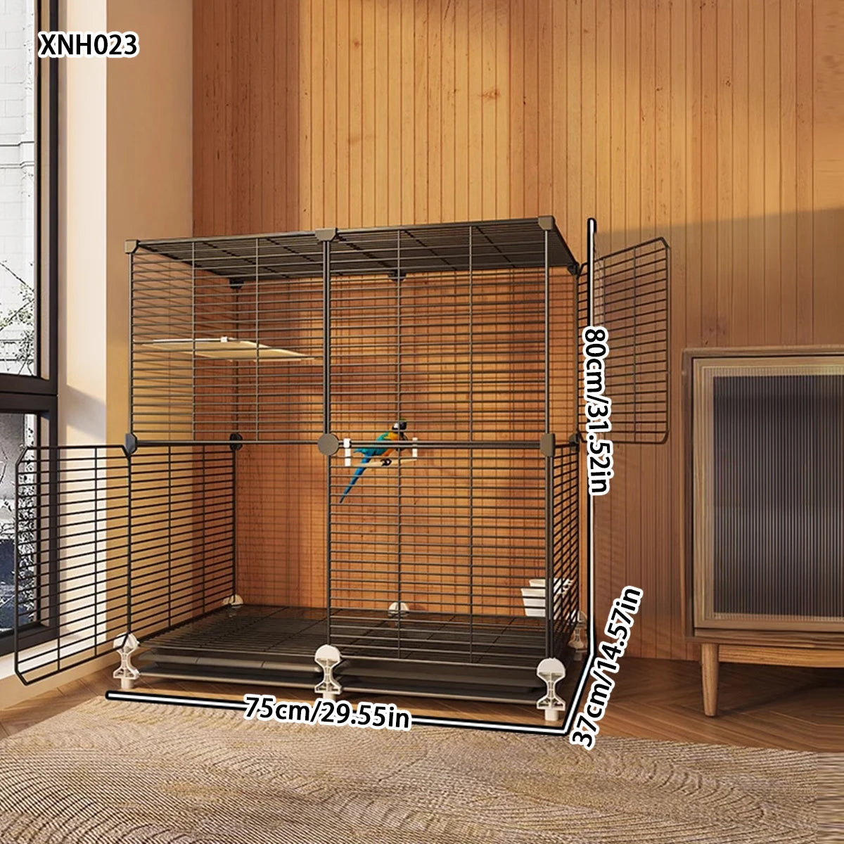 Cage à Oiseaux Barreaux Renforcés & Épais – Grande Volumé Style Villa pour Perroquets, Calopsites, Inseparábles, Mainates & Pinsons