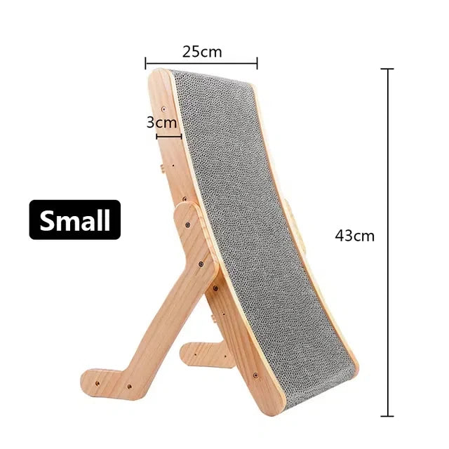 Griffoir Carton 3-en-1 avec Cadre en Bois – Lit Grattoir Réversible, Jouet & Meuble pour Chat