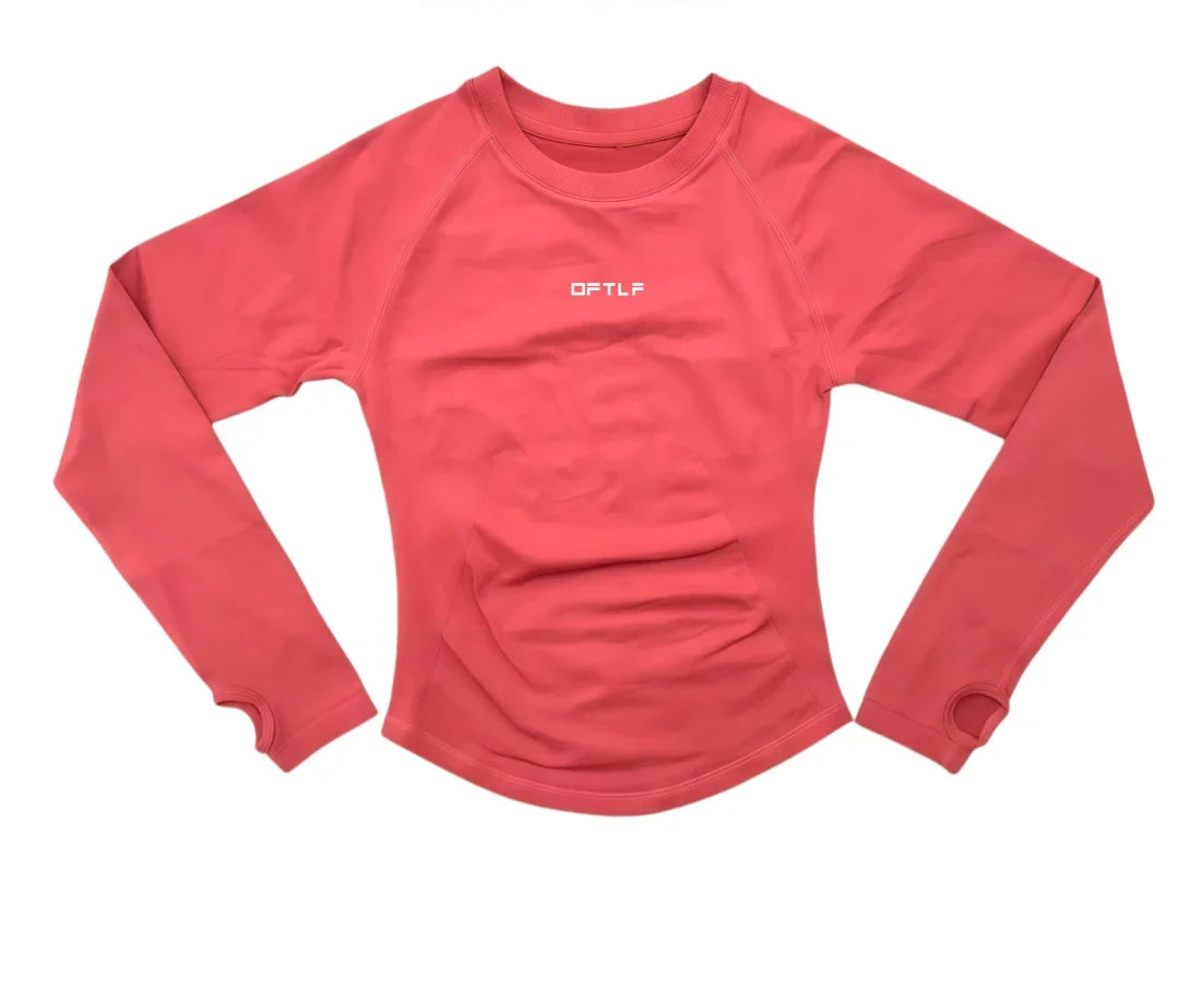 Haut de yoga sans coutures à manches longues pour femmes, t-shirt de compression amincissant, séchage rapide, respirant, élastique, pour la salle de sport, la course et l'entraînement