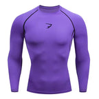 T-shirt de compression manches longues pour hommes, idéal pour la course et le fitness