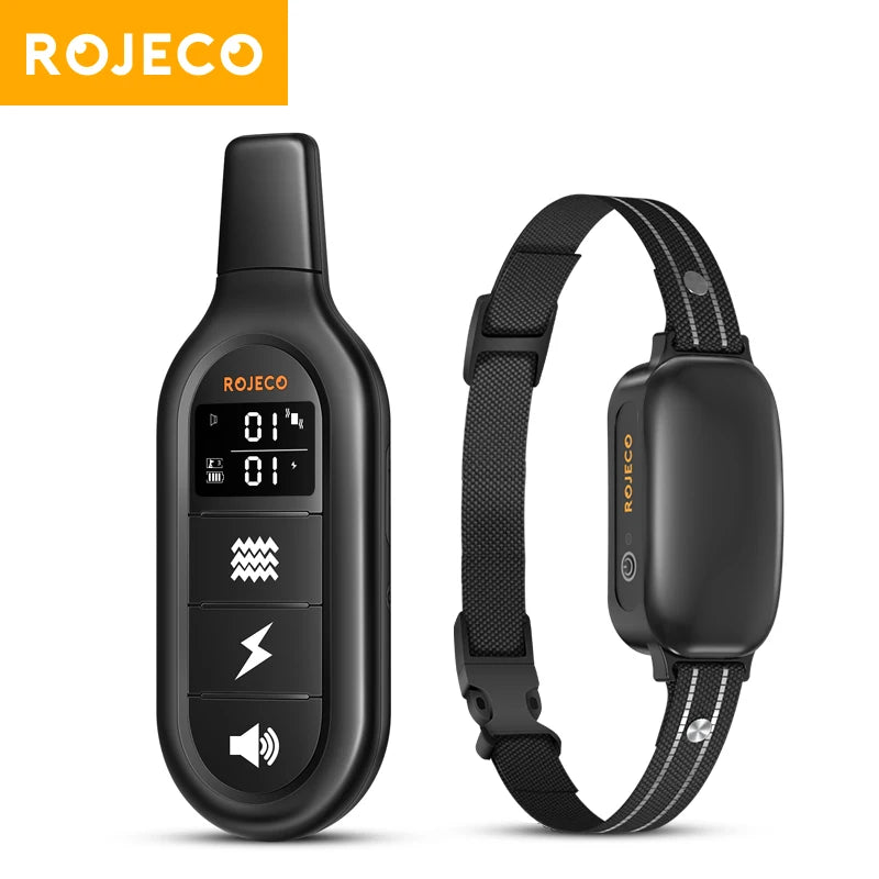 ROJECO Collier de Dressage Électrique Digital pour Chien – Rechargeable, Télécommande, IPX7 Étanche, Anti-Aboiement