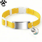 Collier Chat Élastique Personnalisé – Gravure Gratuite, Plaque ID, Clochette & Breloque Lune Anti-Fugue