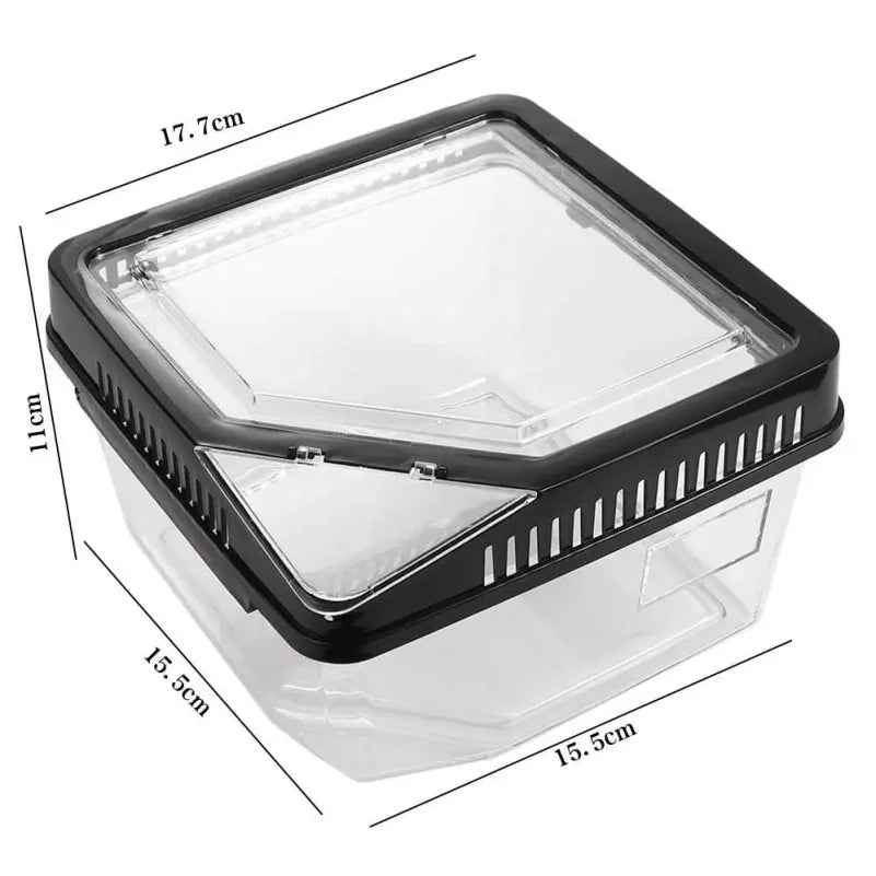 Boîte Transparente Anti-Évasion pour Reptiles – Terrarium en Plastique avec Couvercle Rabattable pour Lézards, Escargots et Petits Reptiles