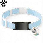 Collier Chat Élastique Personnalisé – Gravure Gratuite, Plaque ID, Clochette & Breloque Lune Anti-Fugue