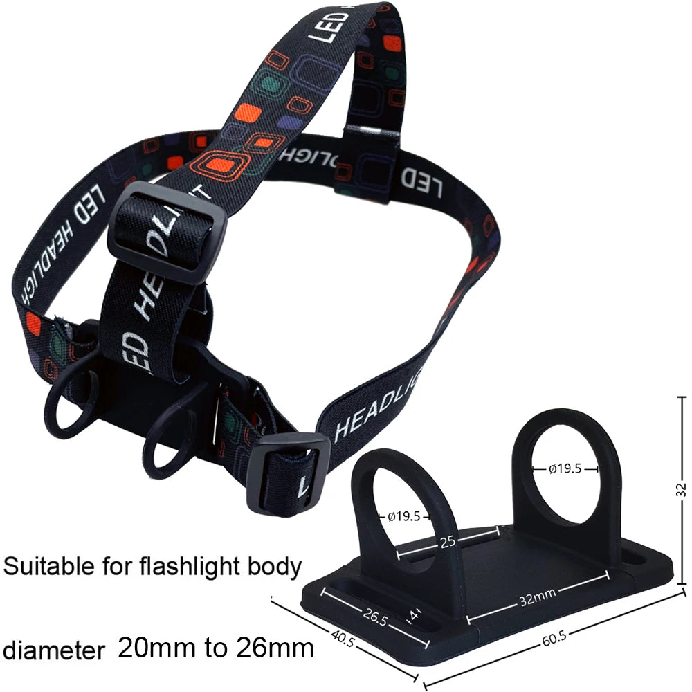 Bandeau Frontal Réglable – Support Élastique pour Lampe de Poche LED, Torche & Lampe Frontale