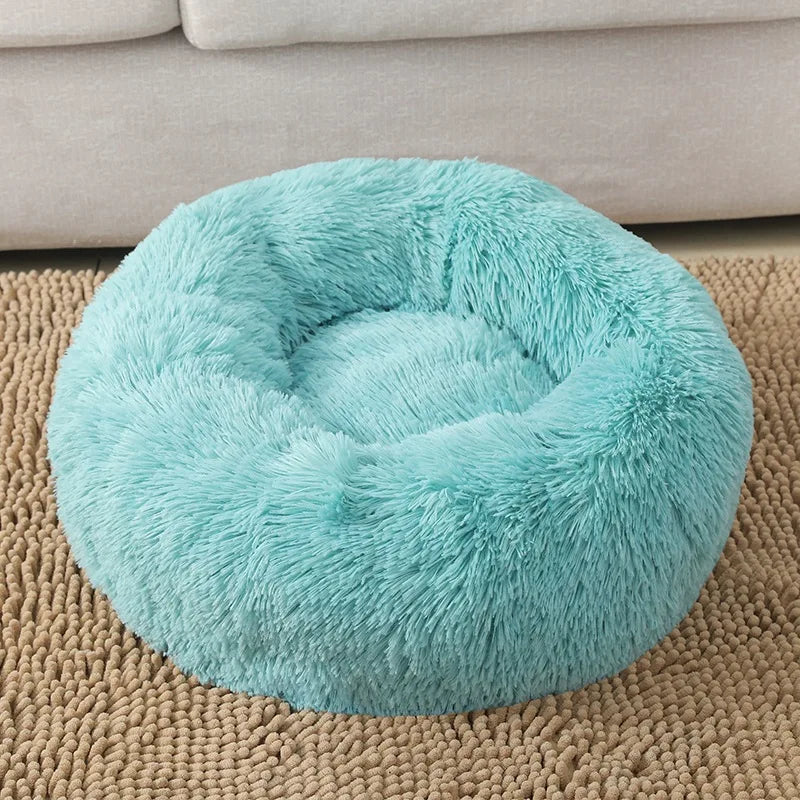 Corbeille Ronde en Peluche Longue pour Chat et Chien – Coussin Sofa Chaud, Idéal pour l'Hiver